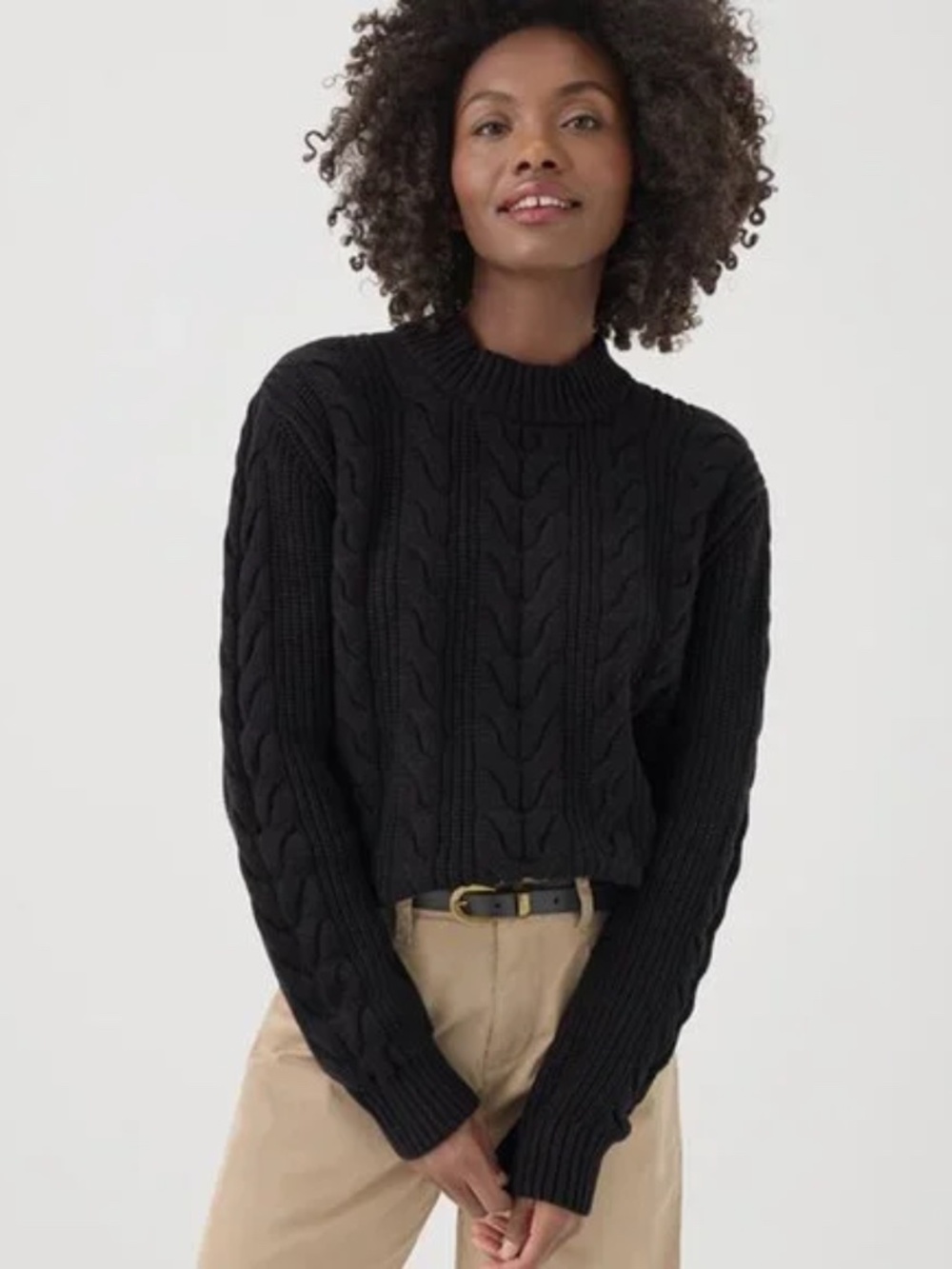Pact Black Cable Knit Sweater Large organic cotton